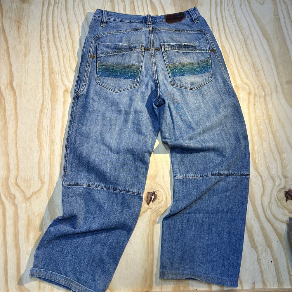 Rocawear Mens 32 Blue Loose Baggy Denim Jeans Embroidered Pockets Y2K Streetwear